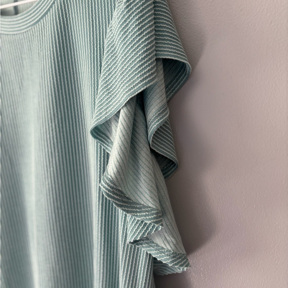 NWT Boutique Textured Ruffled Flutter sleeved Mini Dress XL. - Picture 3 of 5
